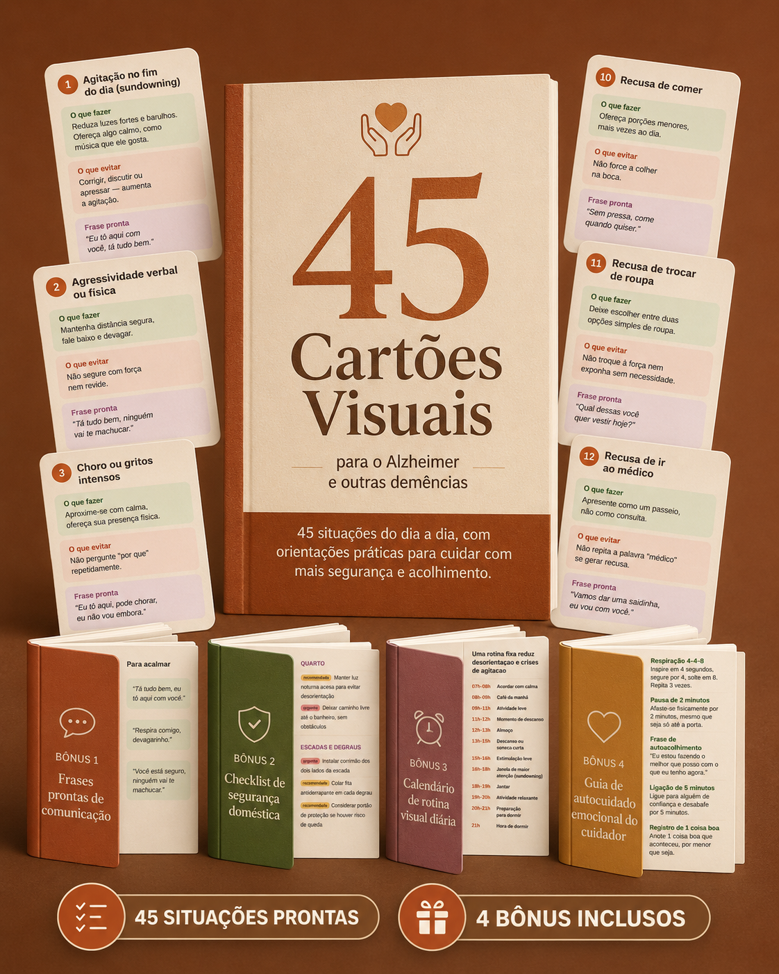 45 Cartões Visuais para Agir nos Momentos Mais Difíceis do Alzheimer